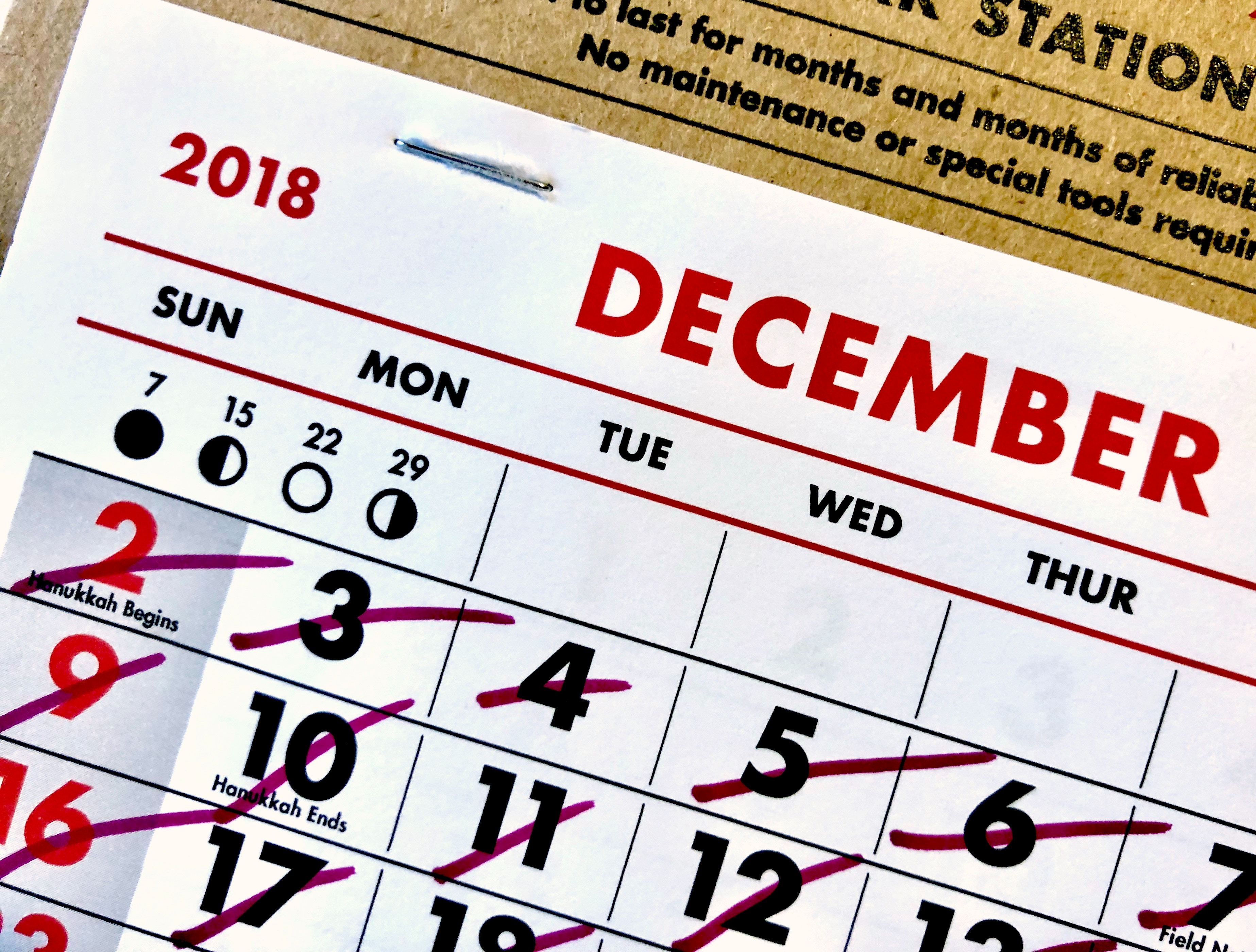 calendar page december
