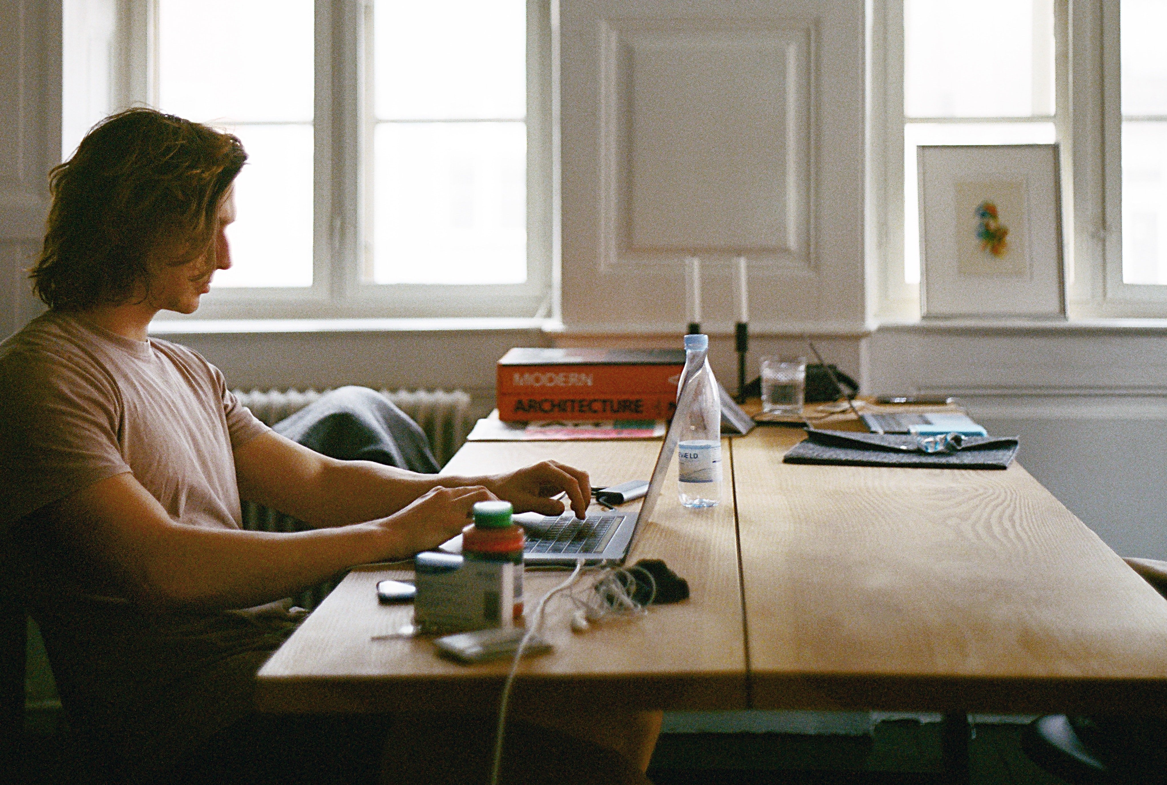 man sitting at desk