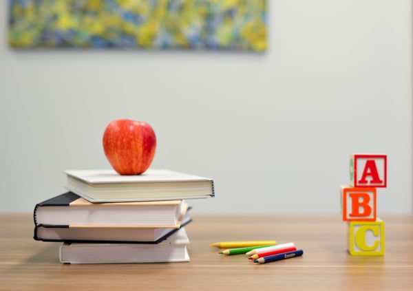school books on a desk