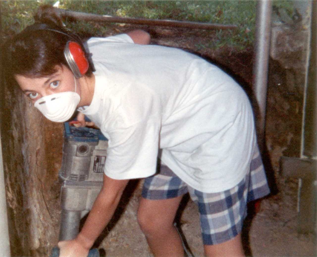Amanda working on the renovation